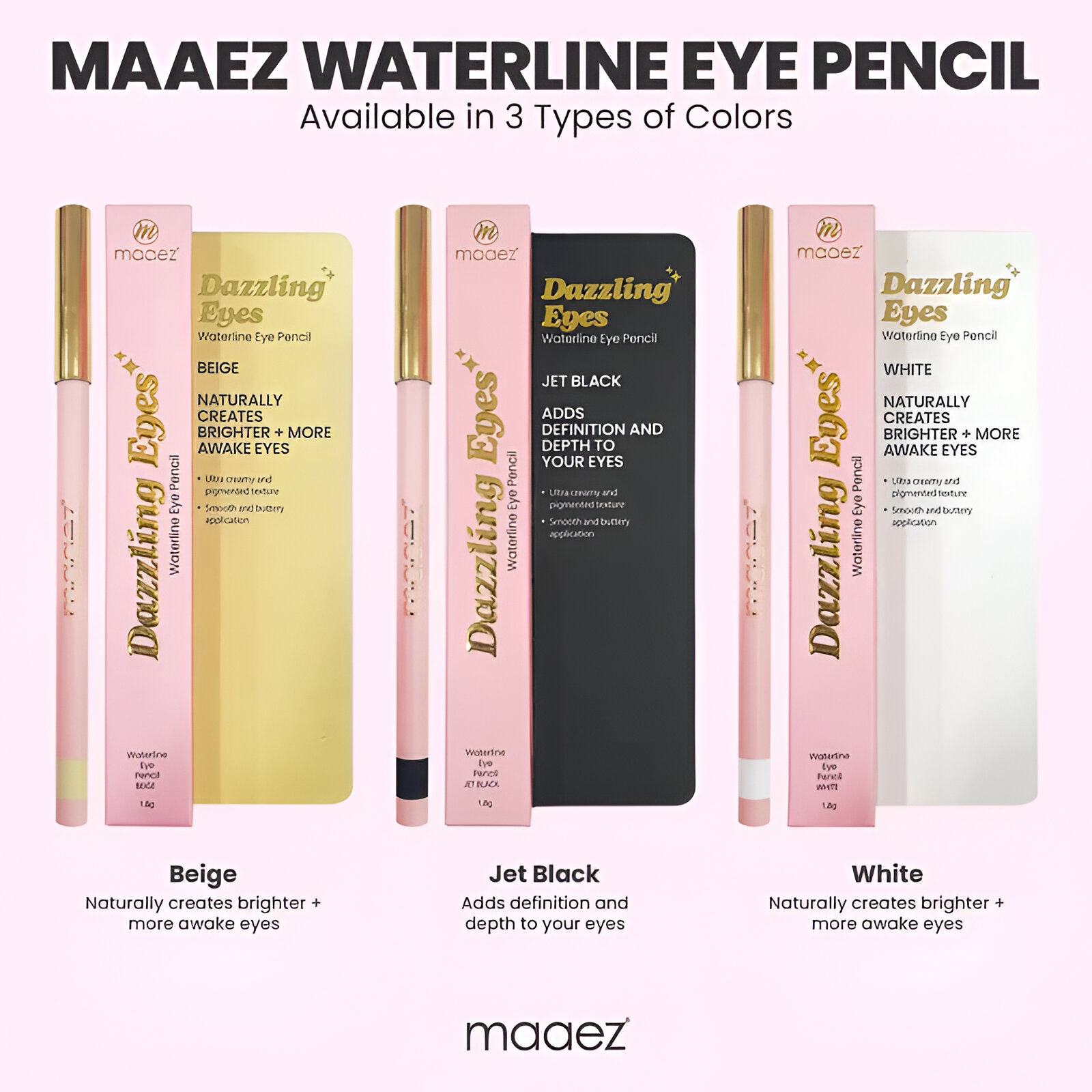 Maaez - Waterline Eye Pencil | Pensel Mata Garis Air (Dazzling Eyes)