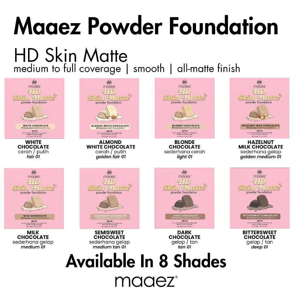 Maaez - Bedak Asas Kompak (Kesan Matte HD) | Powder Foundation (HD Skin Matte)